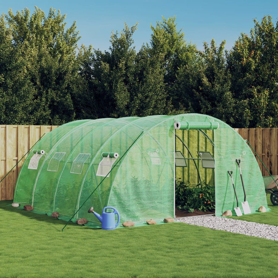 Tunnelikasvihuone teräsrungolla vihreä 16 m² 4x4x2 m