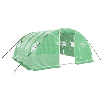 Tunnelväxthus med stålram, grönt, 16 m², 4x4x2 m