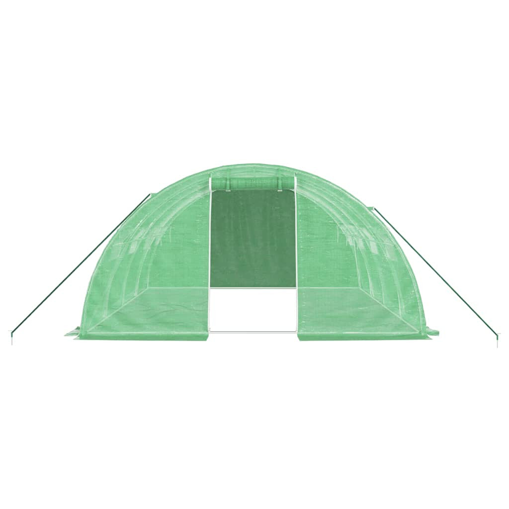 Tunnelväxthus med stålram, grönt, 16 m², 4x4x2 m