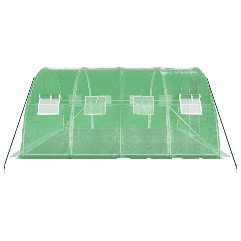 Tunnelväxthus med stålram, grönt, 16 m², 4x4x2 m