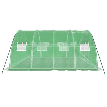 Tunnelväxthus med stålram, grönt, 16 m², 4x4x2 m