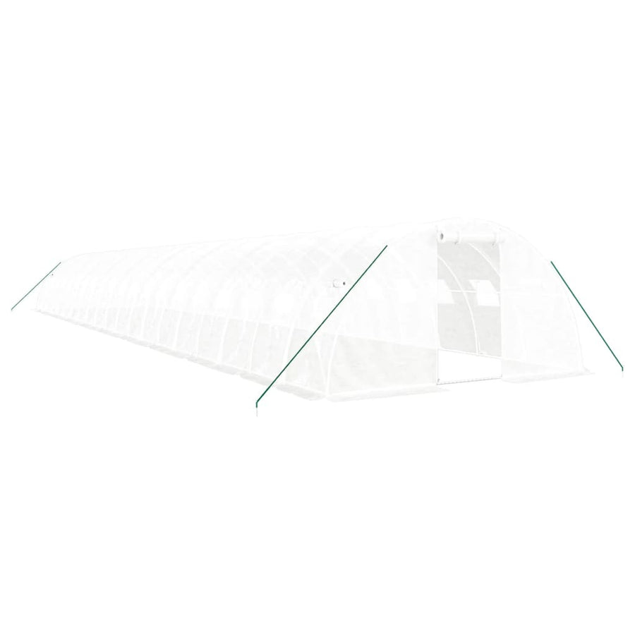 Tunnelväxthus med stålram, vitt, 80 m², 20x4x2 m