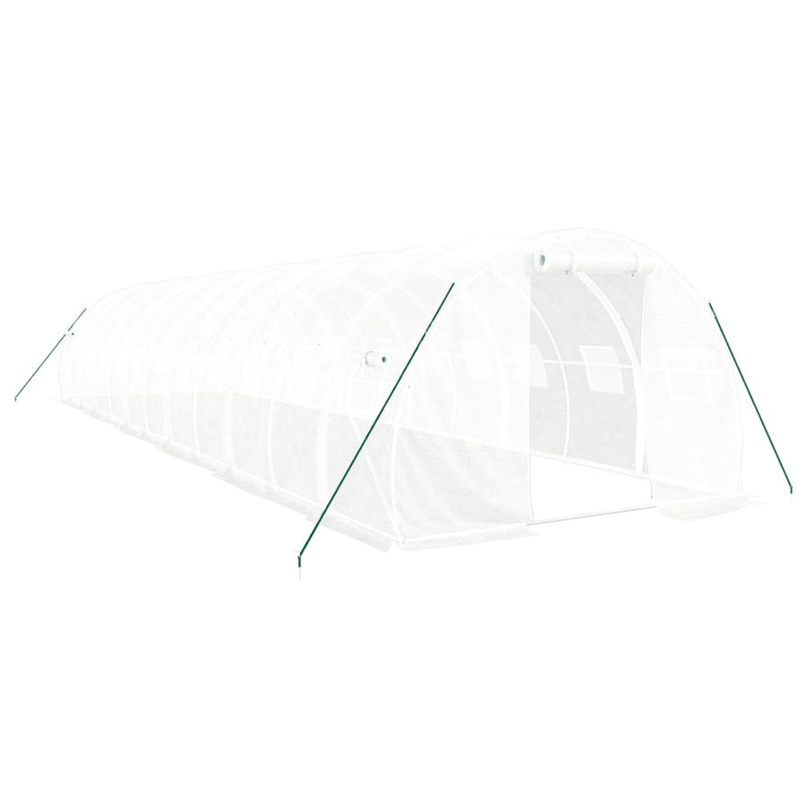 Tunnelväxthus med stålram, vitt, 36 m², 12x3x2 m