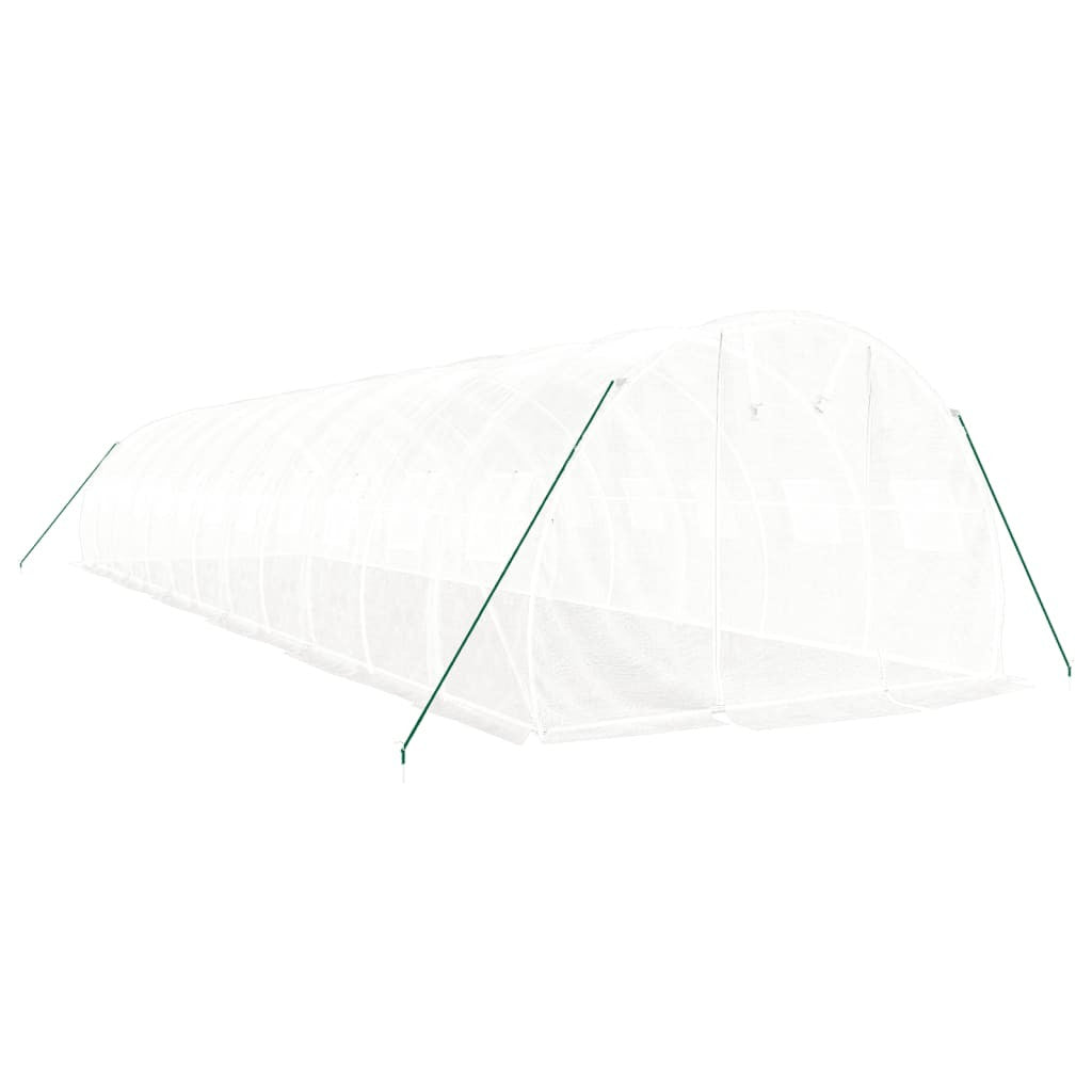 Tunnelväxthus med stålram, vitt, 36 m², 12x3x2 m