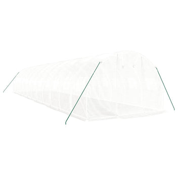 Tunnelväxthus med stålram, vitt, 36 m², 12x3x2 m