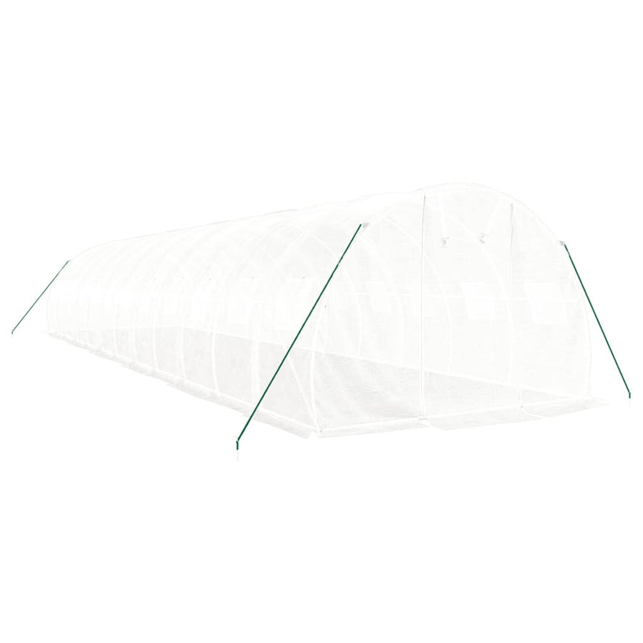 Tunnelväxthus med stålram, vitt, 36 m², 12x3x2 m