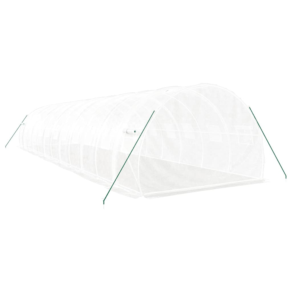 Tunnelväxthus med stålram, vitt, 36 m², 12x3x2 m