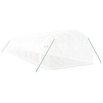 Tunnelväxthus med stålram, vitt, 36 m², 12x3x2 m