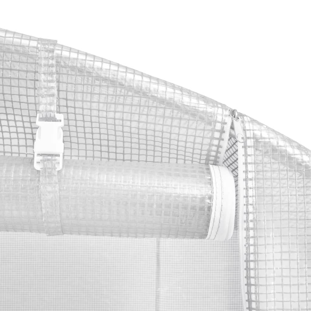 Tunnelväxthus med stålram, vitt, 36 m², 12x3x2 m