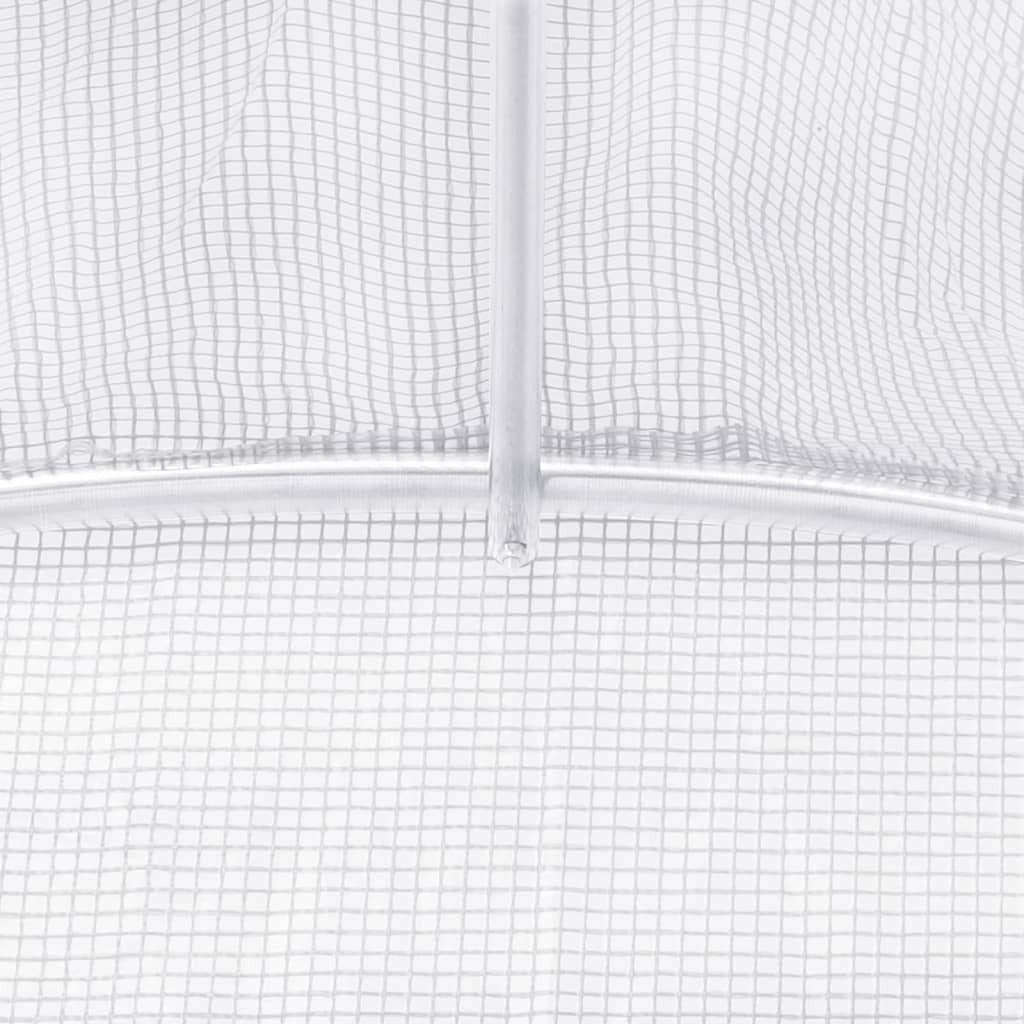 Tunnelväxthus med stålram, vitt, 36 m², 12x3x2 m