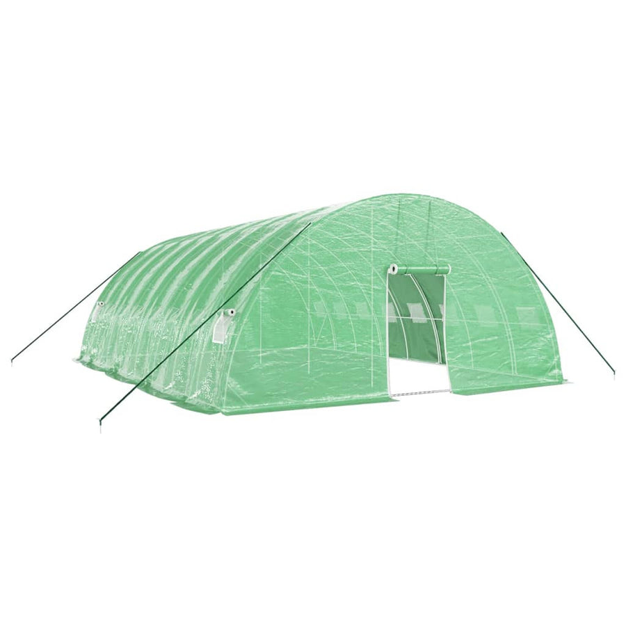 Tunnelväxthus med stålram, grönt, 48 m², 8x6x2,85 m