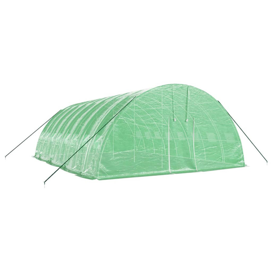 Tunnelväxthus med stålram, grönt, 48 m², 8x6x2,85 m