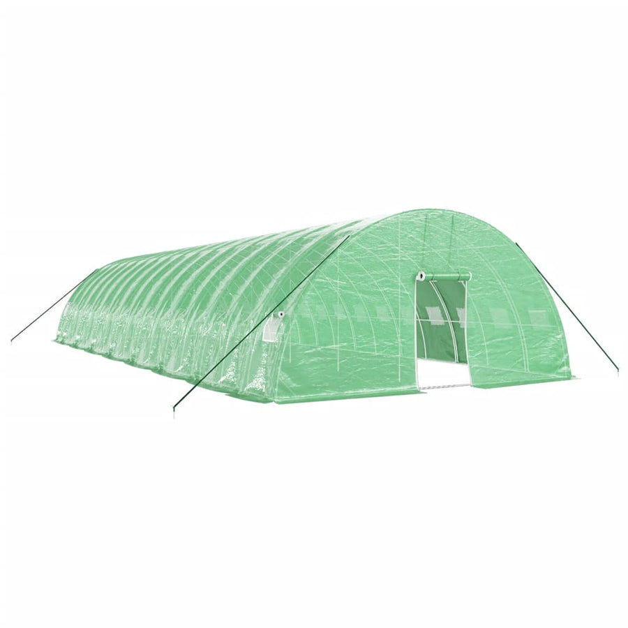 Tunnelväxthus med stålram, grönt, 96 m², 16x6x2,85 m