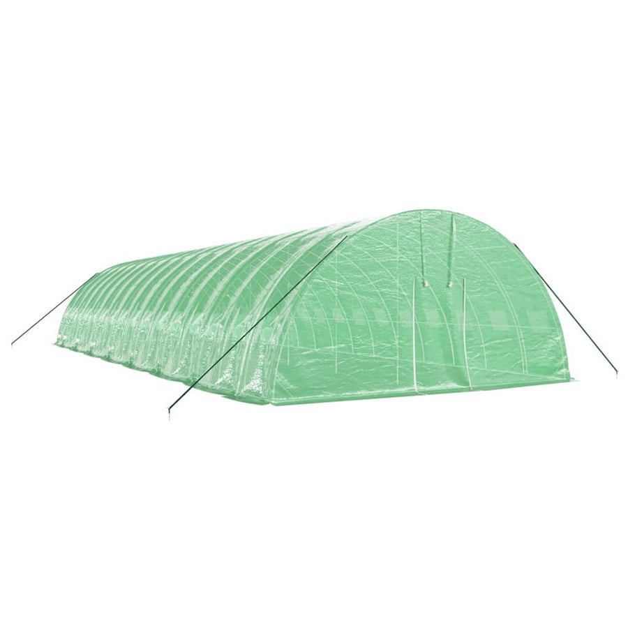 Tunnelväxthus med stålram, grönt, 96 m², 16x6x2,85 m