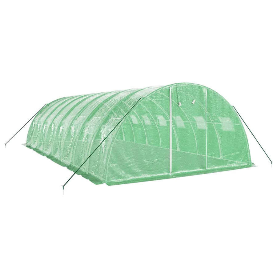 Tunnelikasvihuone teräsrungolla vihreä 32 m² 8x4x2 m