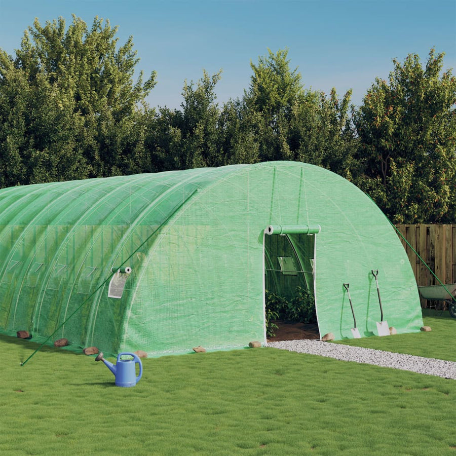 Tunnelväxthus med stålram, grönt, 120 m², 20x6x2,85 m