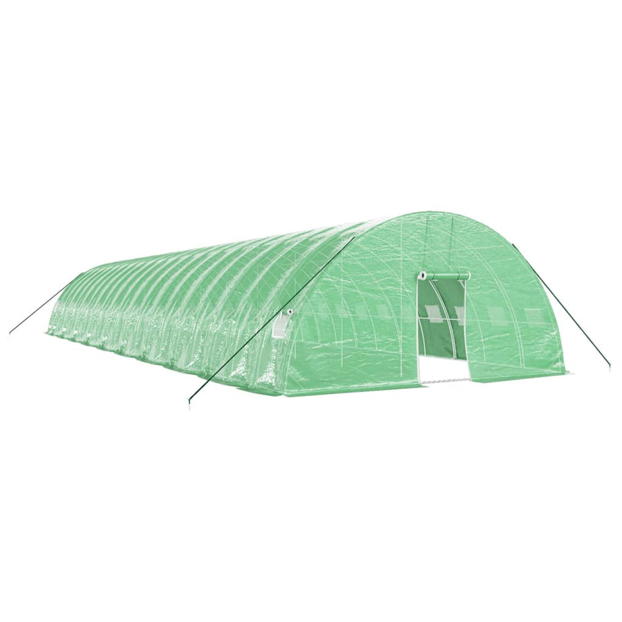 Tunnelväxthus med stålram, grönt, 120 m², 20x6x2,85 m