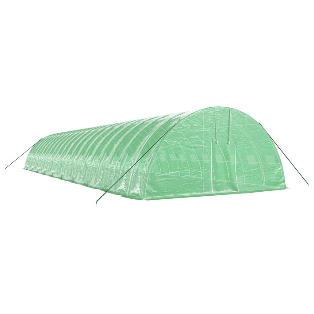 Tunnelväxthus med stålram, grönt, 120 m², 20x6x2,85 m