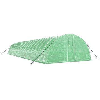Tunnelväxthus med stålram, grönt, 120 m², 20x6x2,85 m