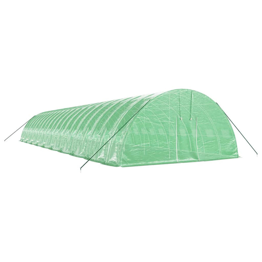 Tunnelväxthus med stålram, grönt, 120 m², 20x6x2,85 m
