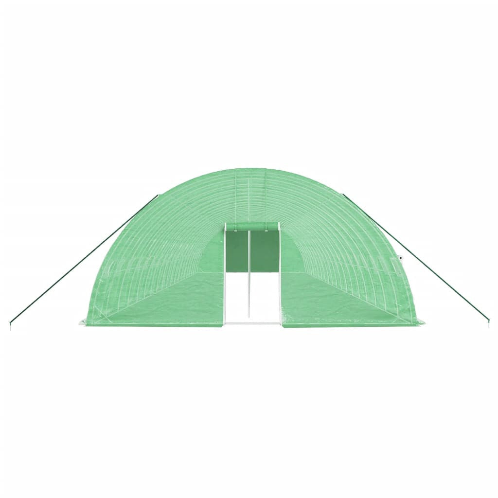 Tunnelväxthus med stålram, grönt, 120 m², 20x6x2,85 m