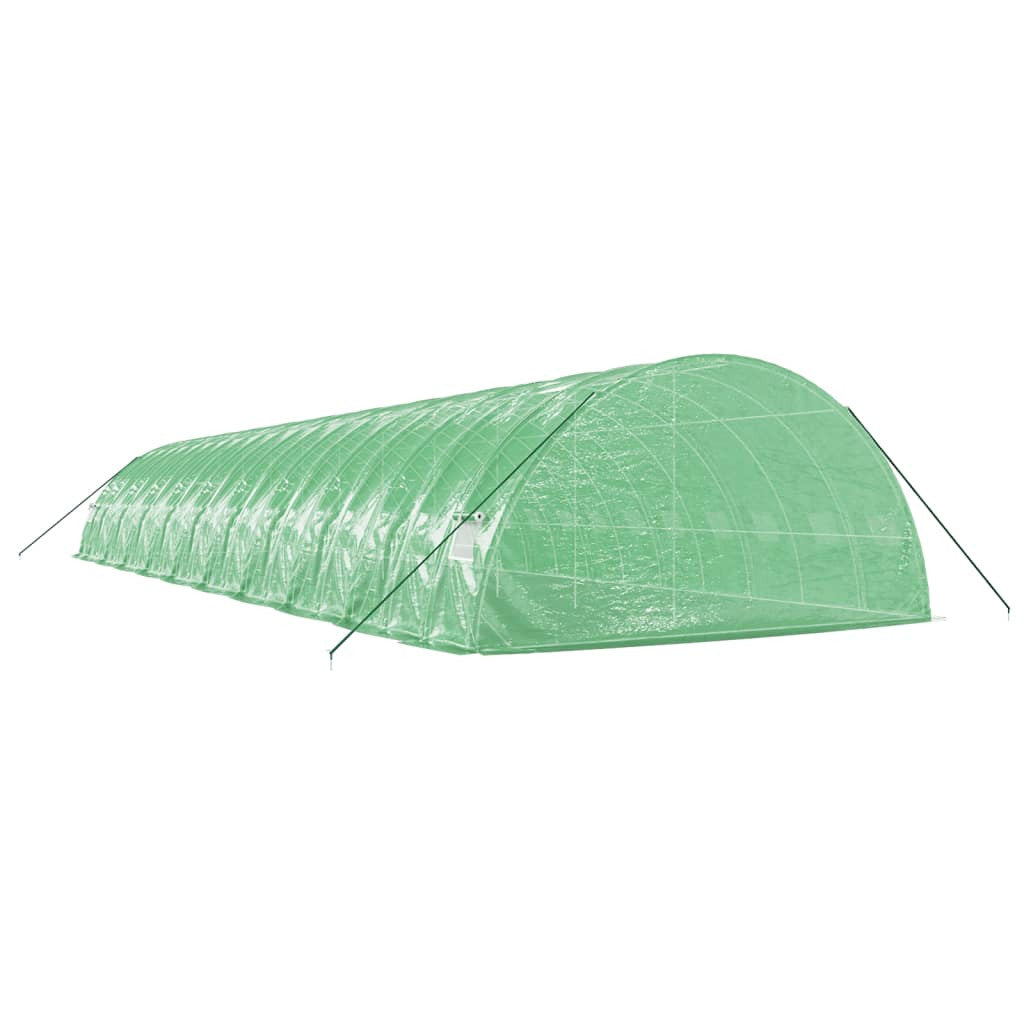 Tunnelväxthus med stålram, grönt, 120 m², 20x6x2,85 m