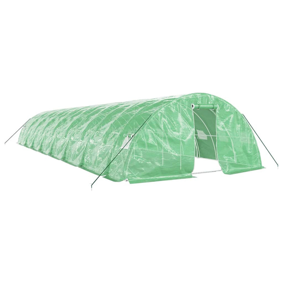 Tunnelväxthus med stålram, grönt, 80 m², 16x5x2,3 m
