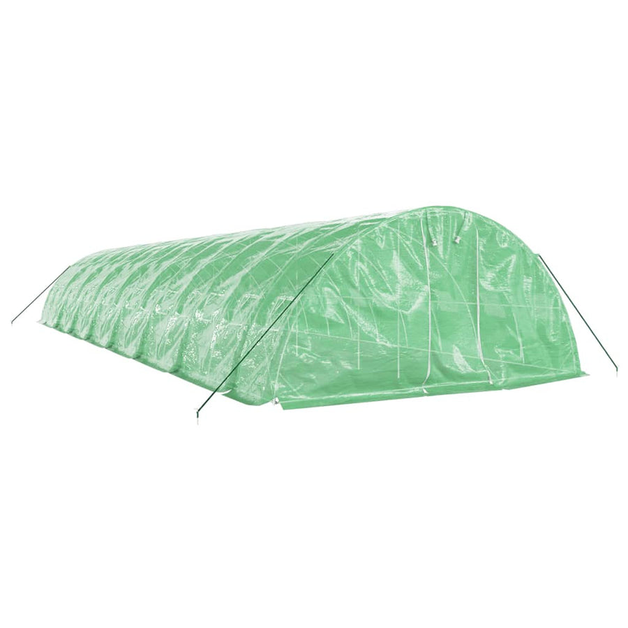 Tunnelväxthus med stålram, grönt, 80 m², 16x5x2,3 m