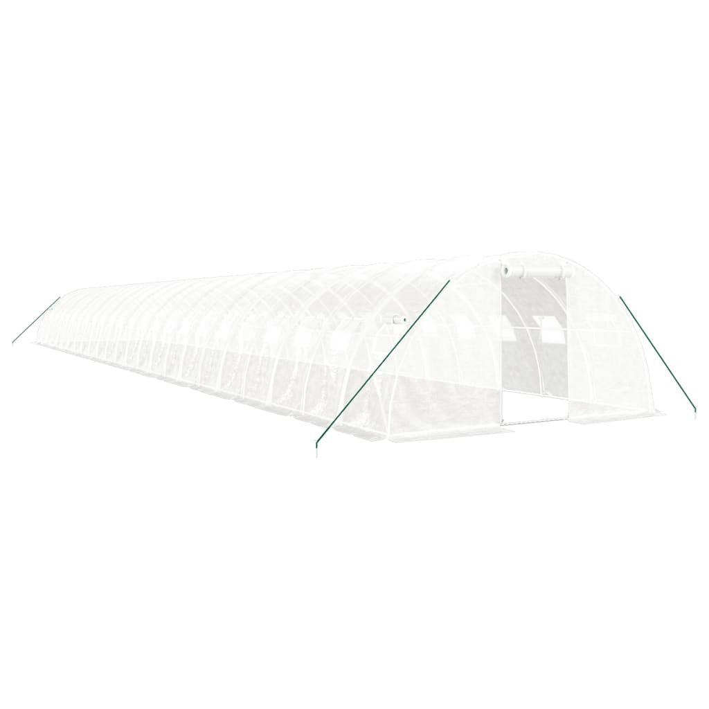 Tunnelikasvihuone teräsrungolla valkoinen 96 m² 24x4x2 m