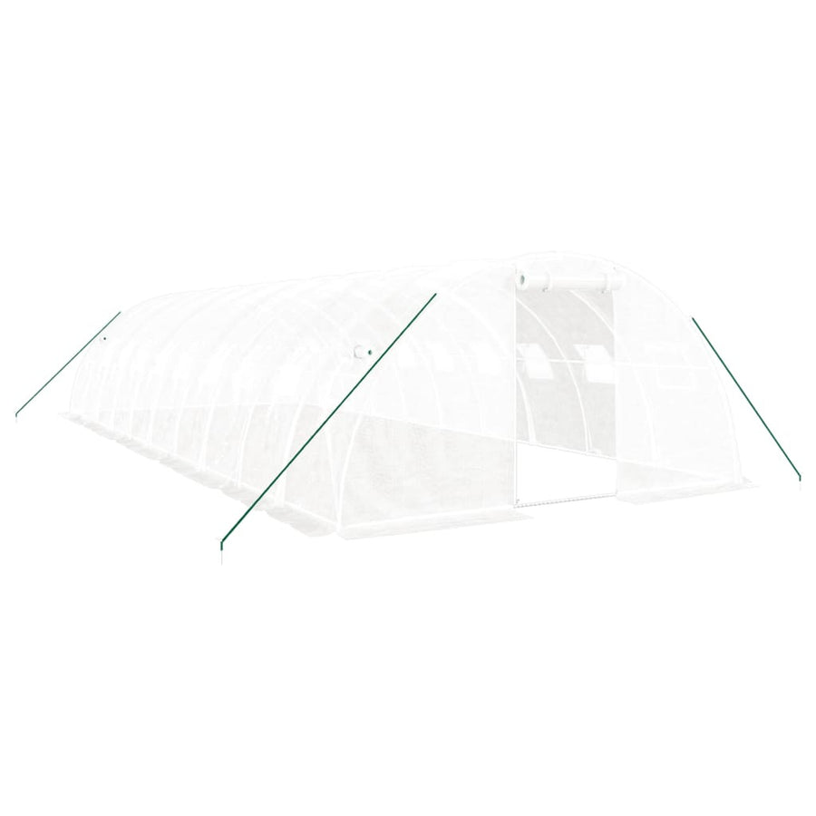 Tunnelväxthus med stålram, vitt, 40 m², 10x4x2 m