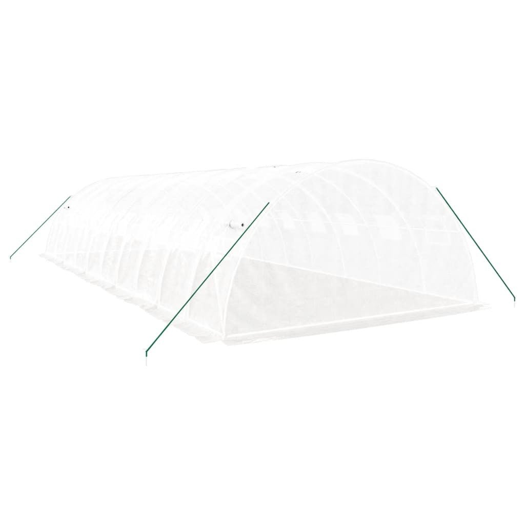 Tunnelväxthus med stålram, vitt, 40 m², 10x4x2 m