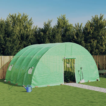Tunnelväxthus med stålram, grönt, 24 m², 6x4x2,85 m