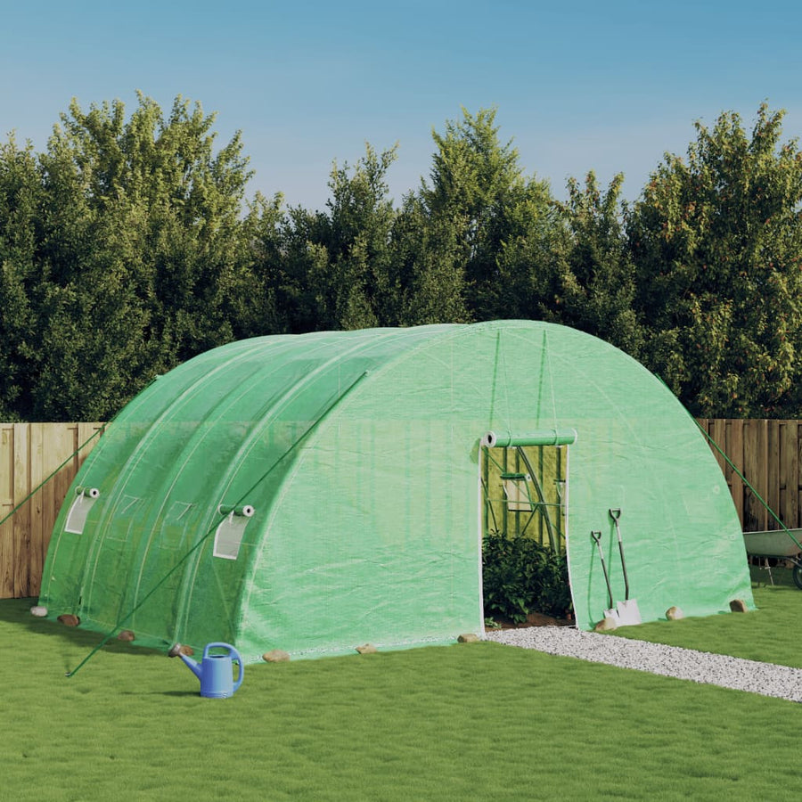 Tunnelikasvihuone teräsrungolla vihreä 24 m² 6x4x2,85 m