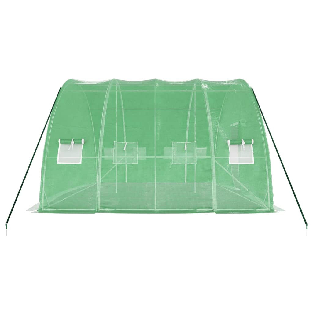 Tunnelväxthus med stålram, grönt, 24 m², 6x4x2,85 m