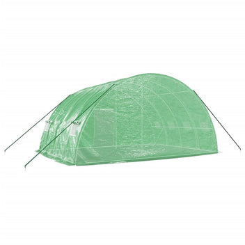 Tunnelväxthus med stålram, grönt, 24 m², 6x4x2,85 m