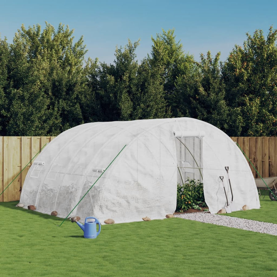 Tunnelväxthus med stålram, vitt, 20 m², 5x4x2,3 m