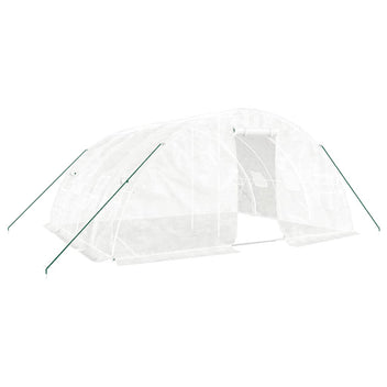Tunnelväxthus med stålram, vitt, 20 m², 5x4x2,3 m
