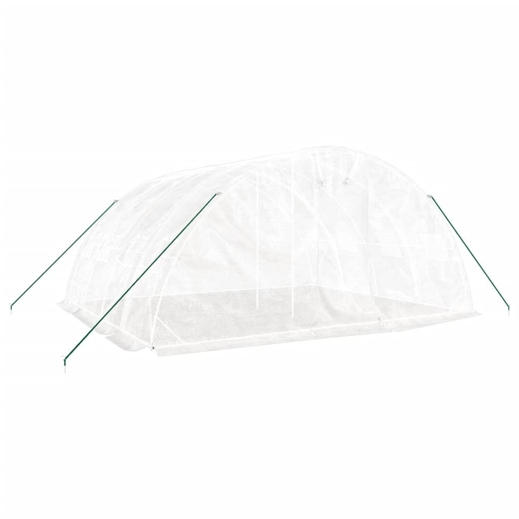 Kasvihuone teräsrungolla valkoinen 20 m² 5x4x2,3 m