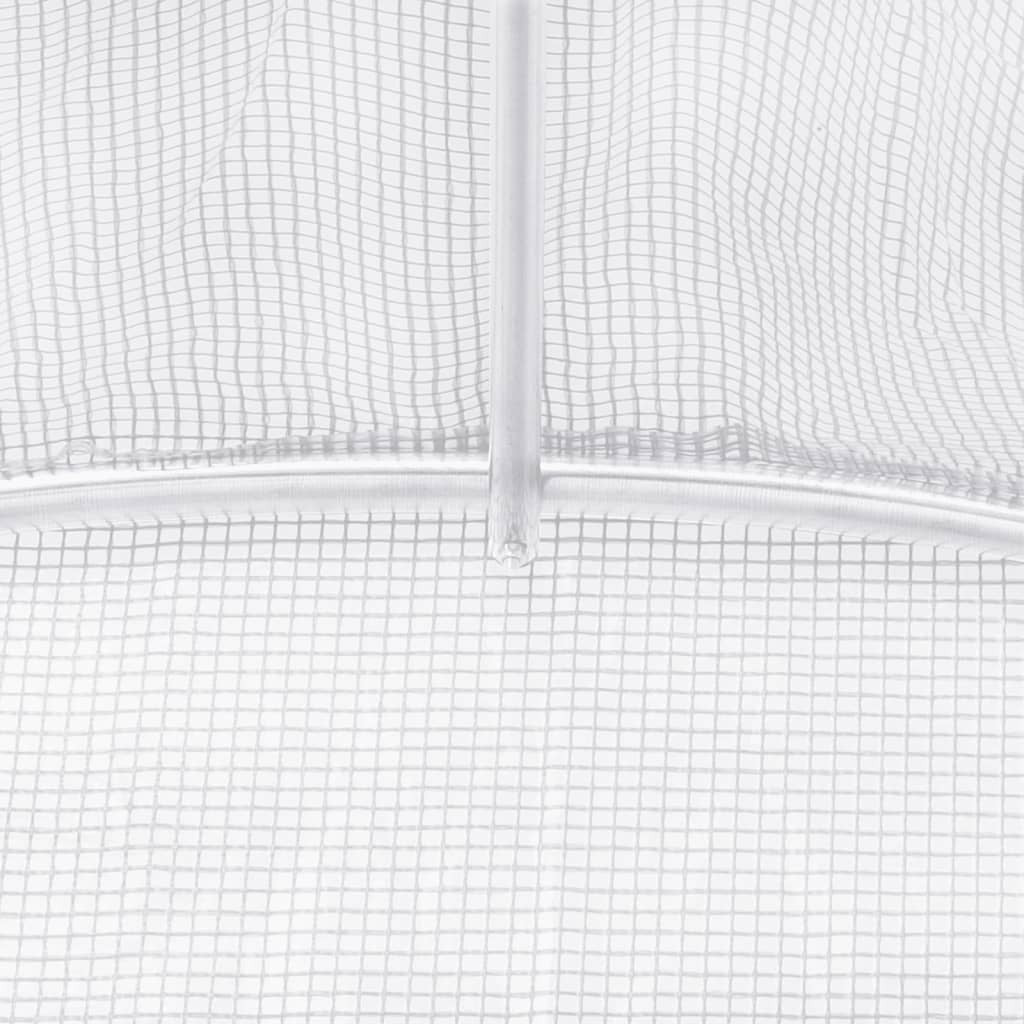 Tunnelväxthus med stålram, vitt, 20 m², 5x4x2,3 m