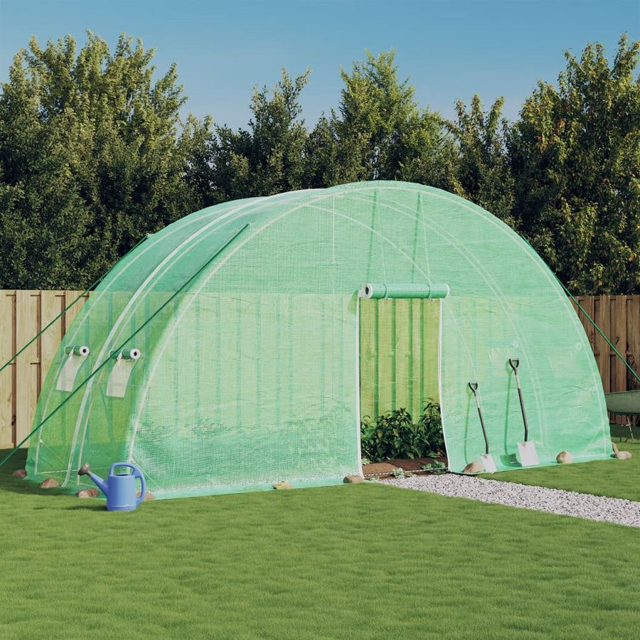Tunnelväxthus med stålram, grönt, 12 m², 6x2x2,85 m