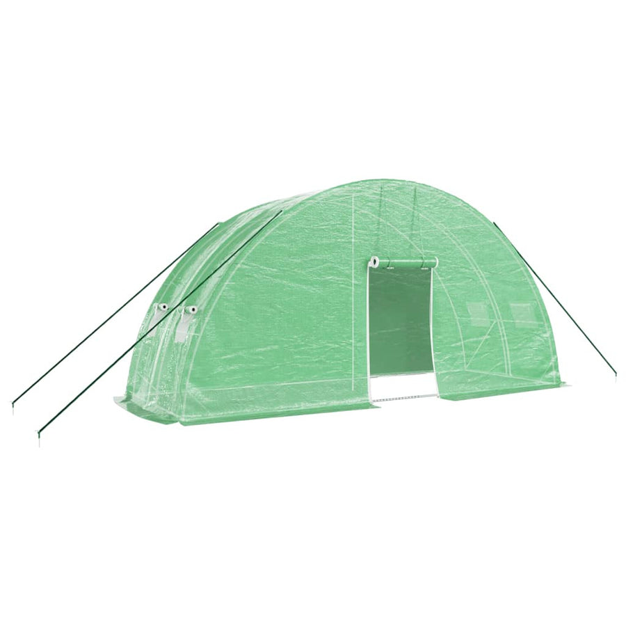 Tunnelväxthus med stålram, grönt, 12 m², 6x2x2,85 m