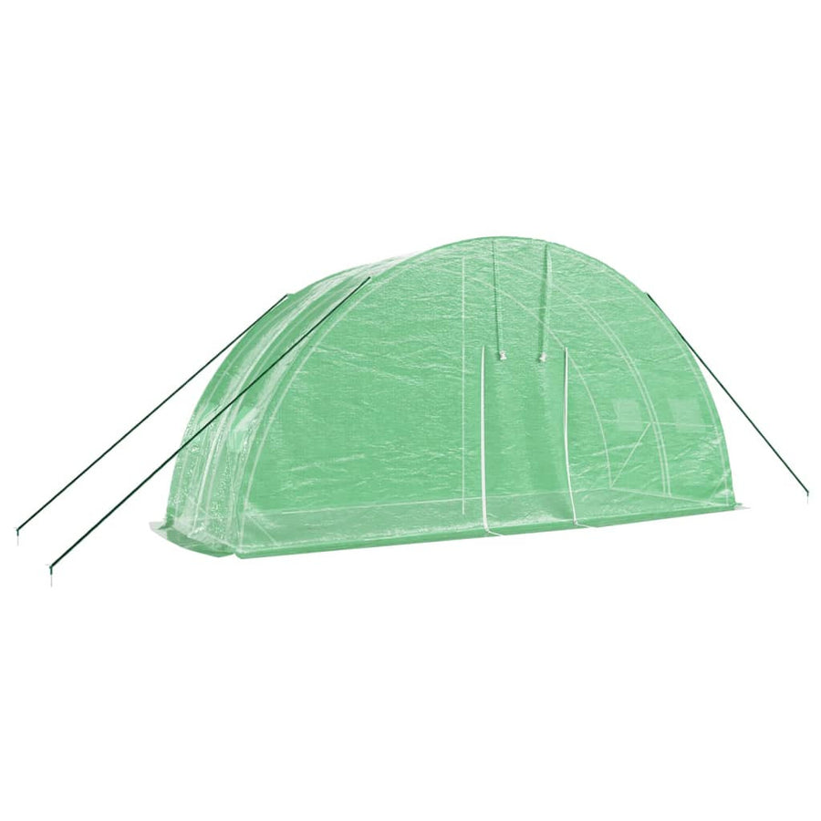Tunnelväxthus med stålram, grönt, 12 m², 6x2x2,85 m