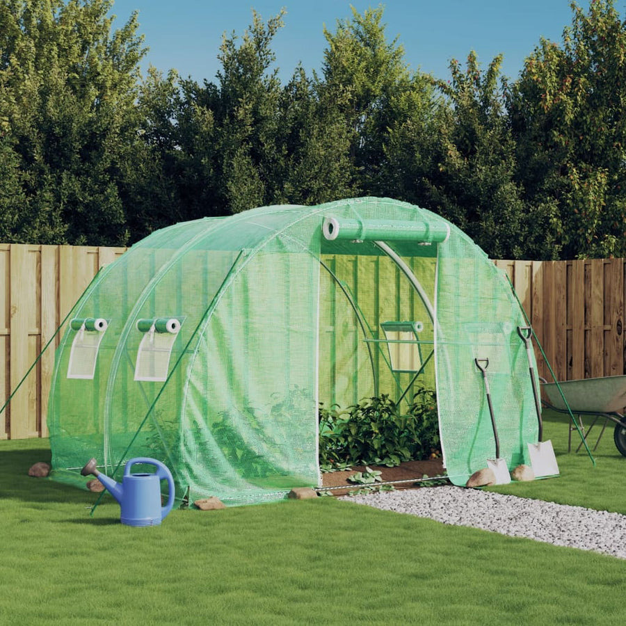 Tunnelikasvihuone teräsrungolla vihreä 6 m² 3x2x2 m