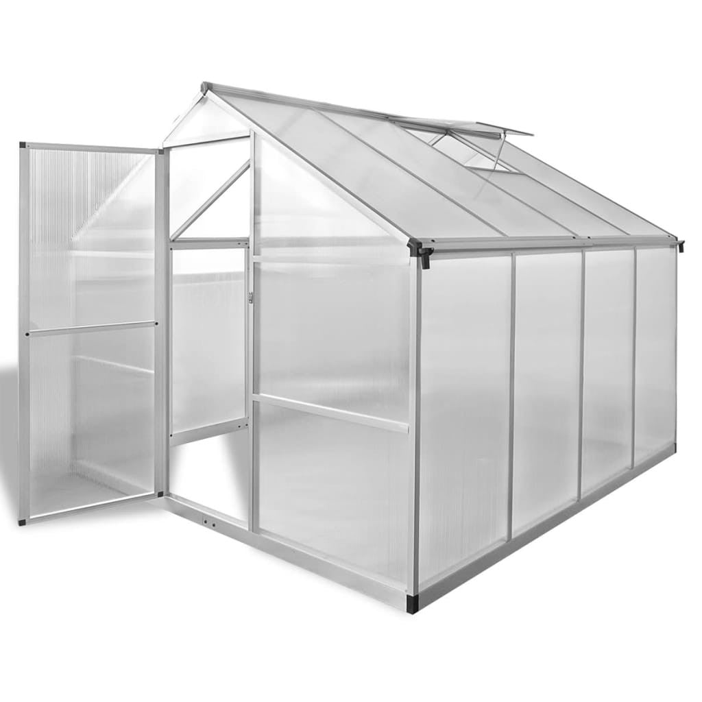 Förstärkt aluminiumväxthus med basram 6,05 m²