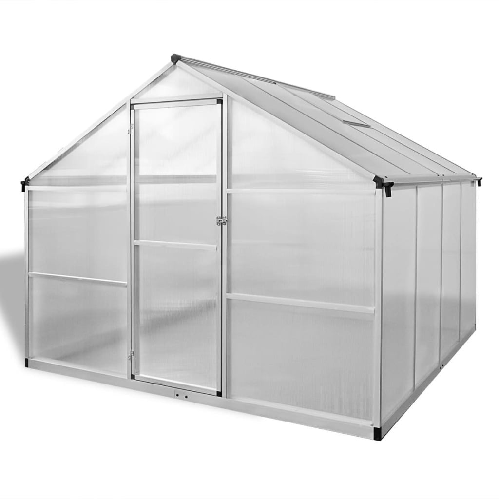 Förstärkt aluminiumväxthus med basram 6,05 m²