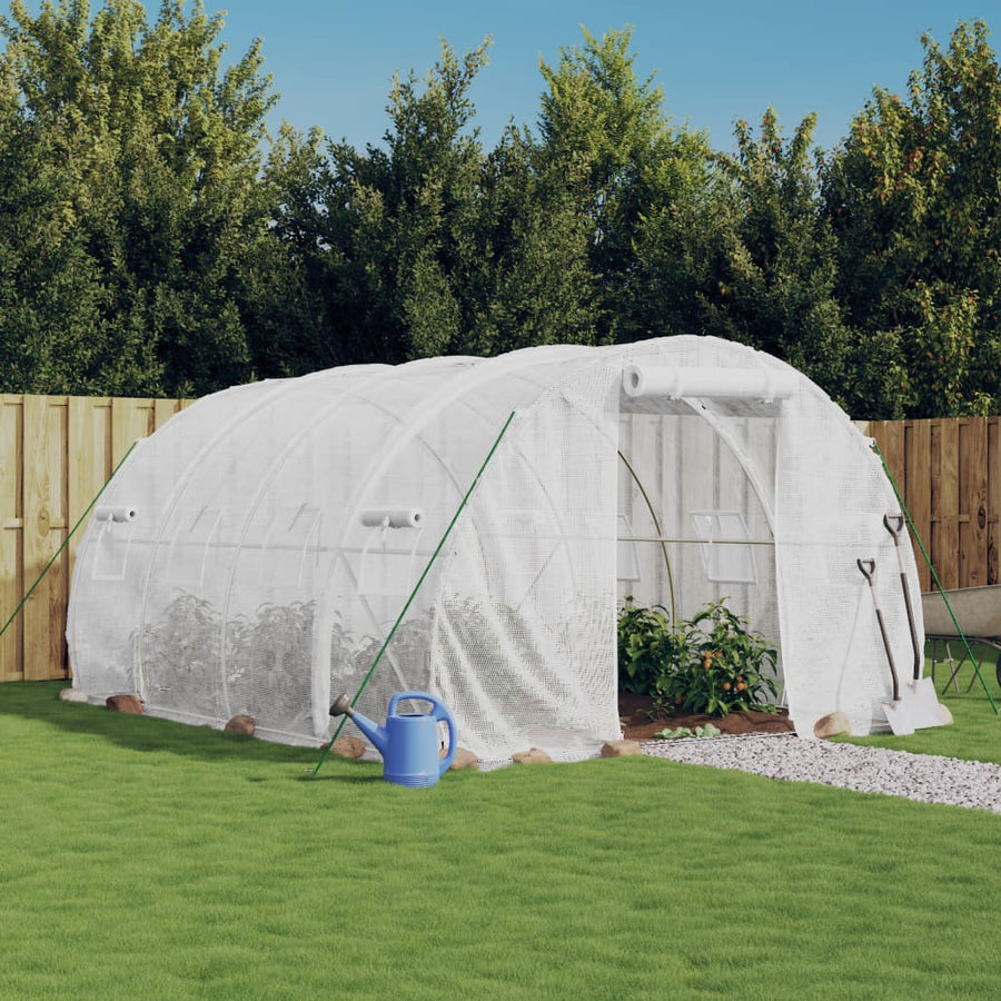 Tunnelväxthus med stålram, vitt, 12 m², 4x3x2 m