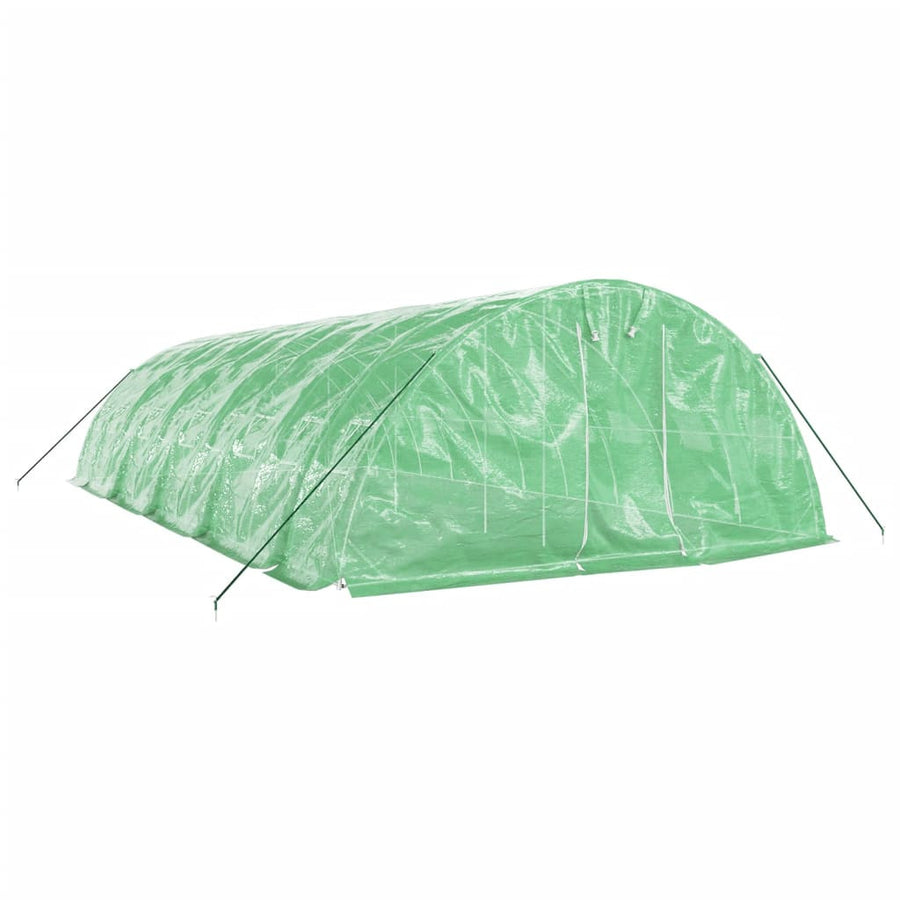 Tunnelväxthus med stålram, grönt, 50 m², 10x5x2,3 m