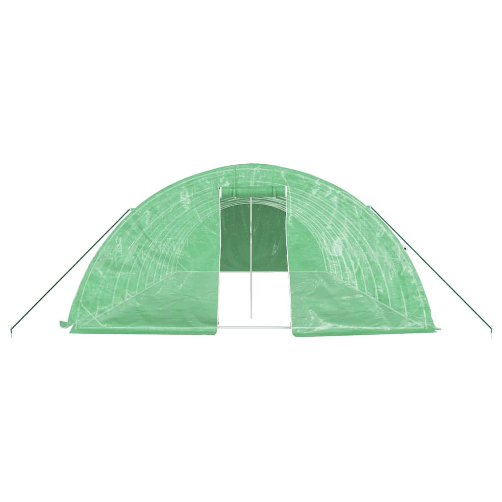 Tunnelväxthus med stålram, grönt, 50 m², 10x5x2,3 m