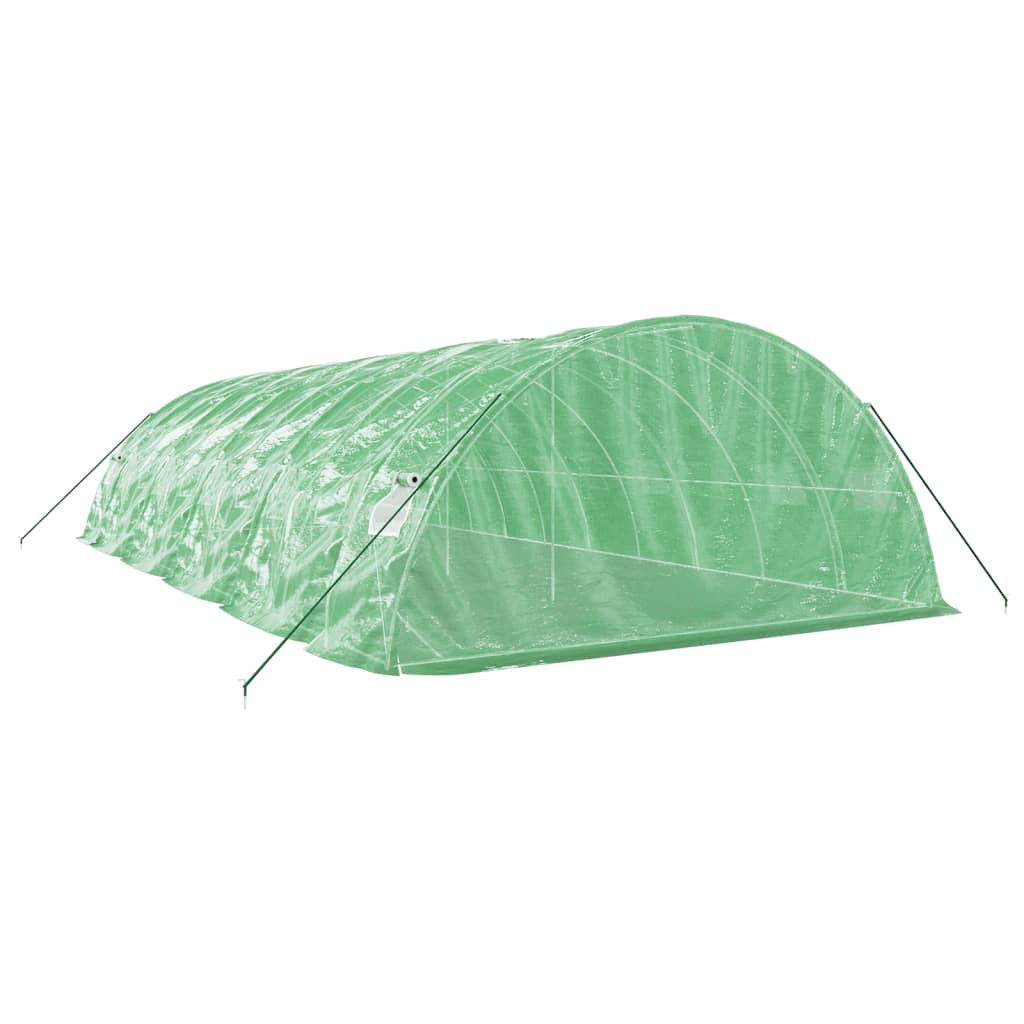 Tunnelväxthus med stålram, grönt, 50 m², 10x5x2,3 m
