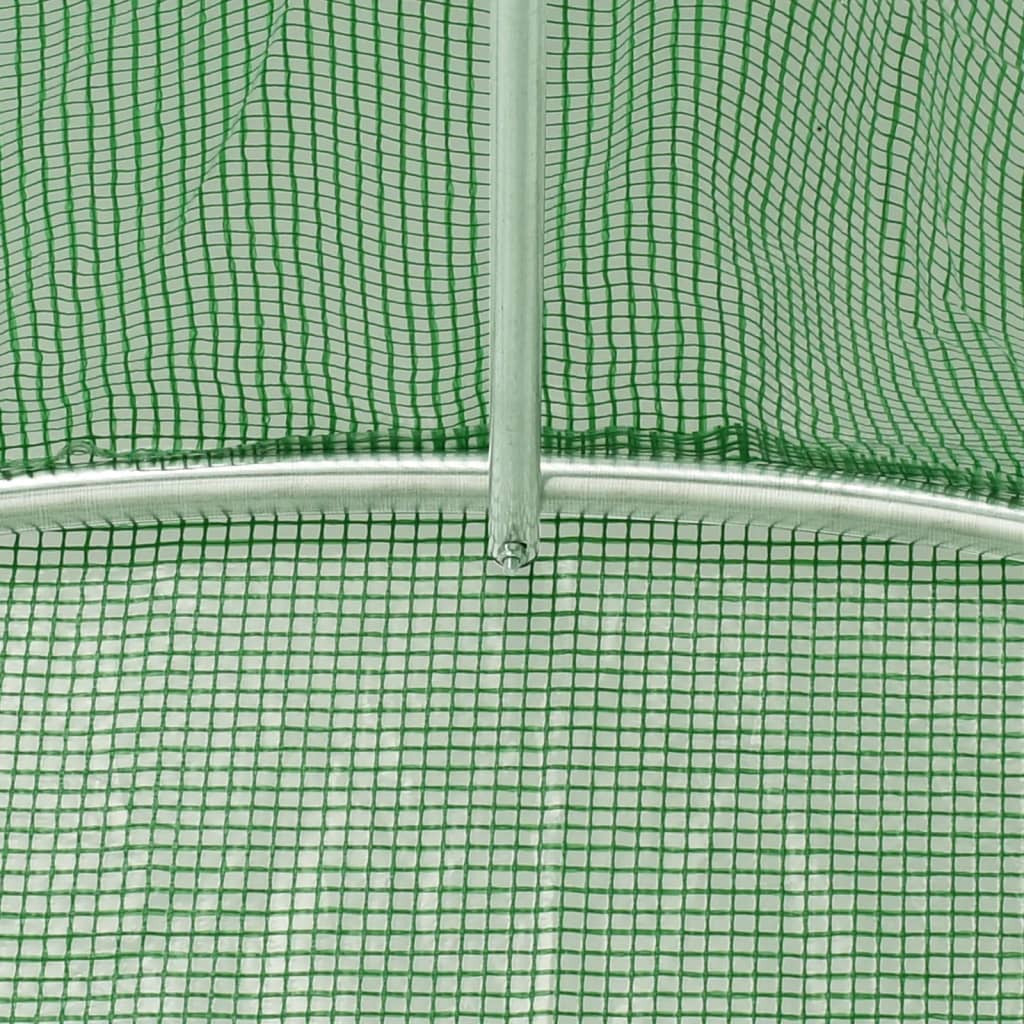 Tunnelväxthus med stålram, grönt, 50 m², 10x5x2,3 m